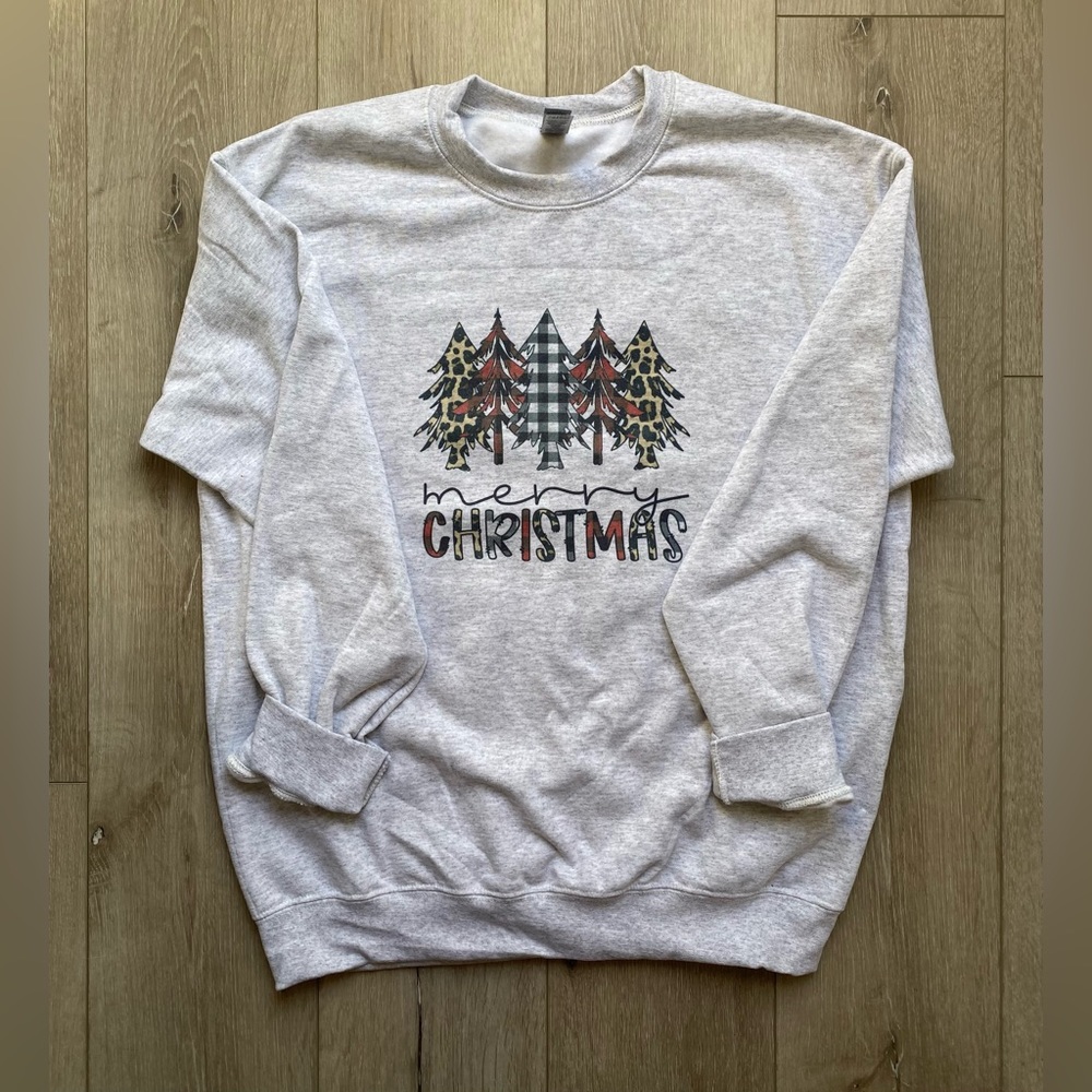 Merry Christmas Patterned Trees Sweatshirt